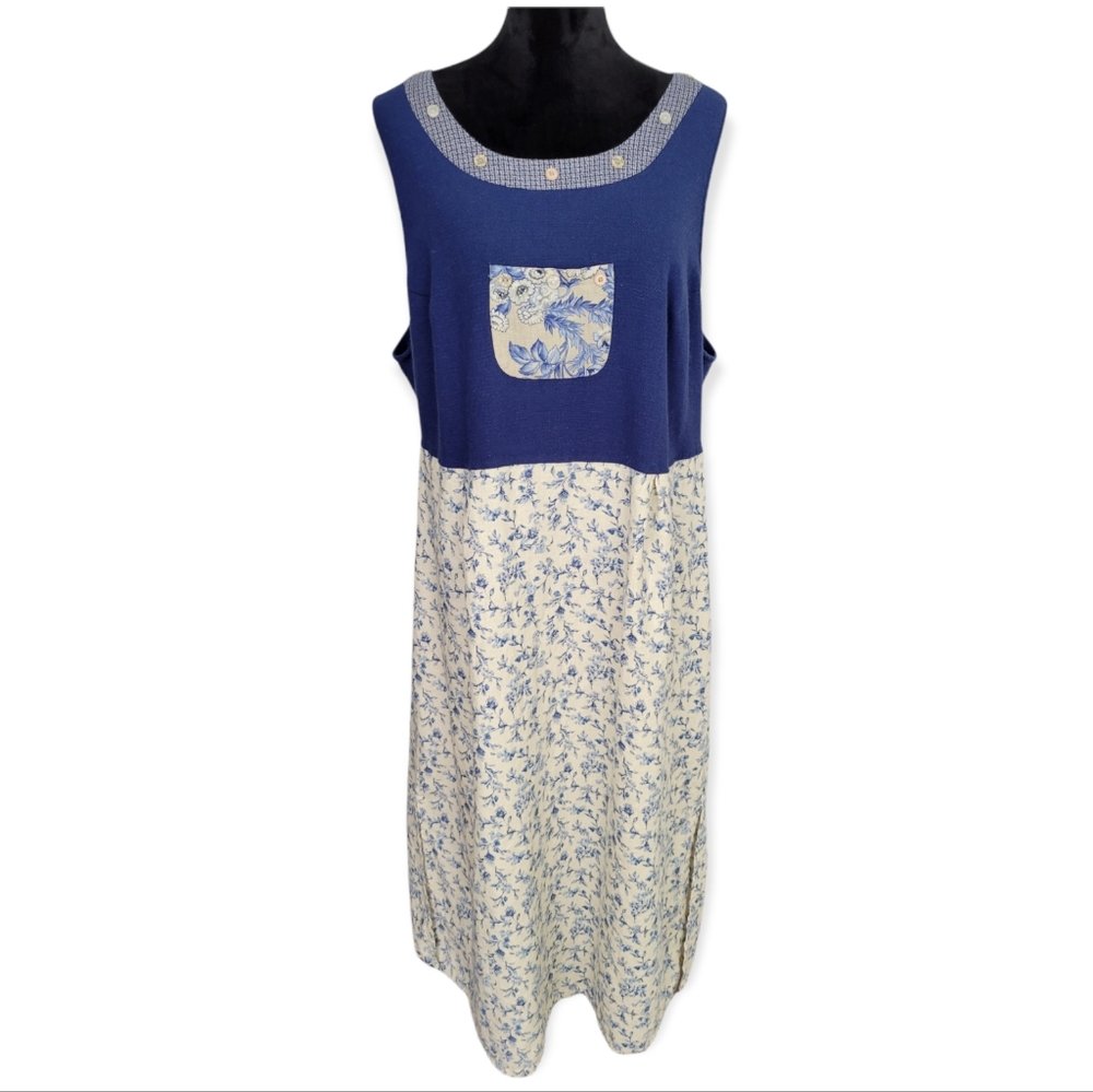 Vintage Sleeveless Floral Sundress 2X with Pockets